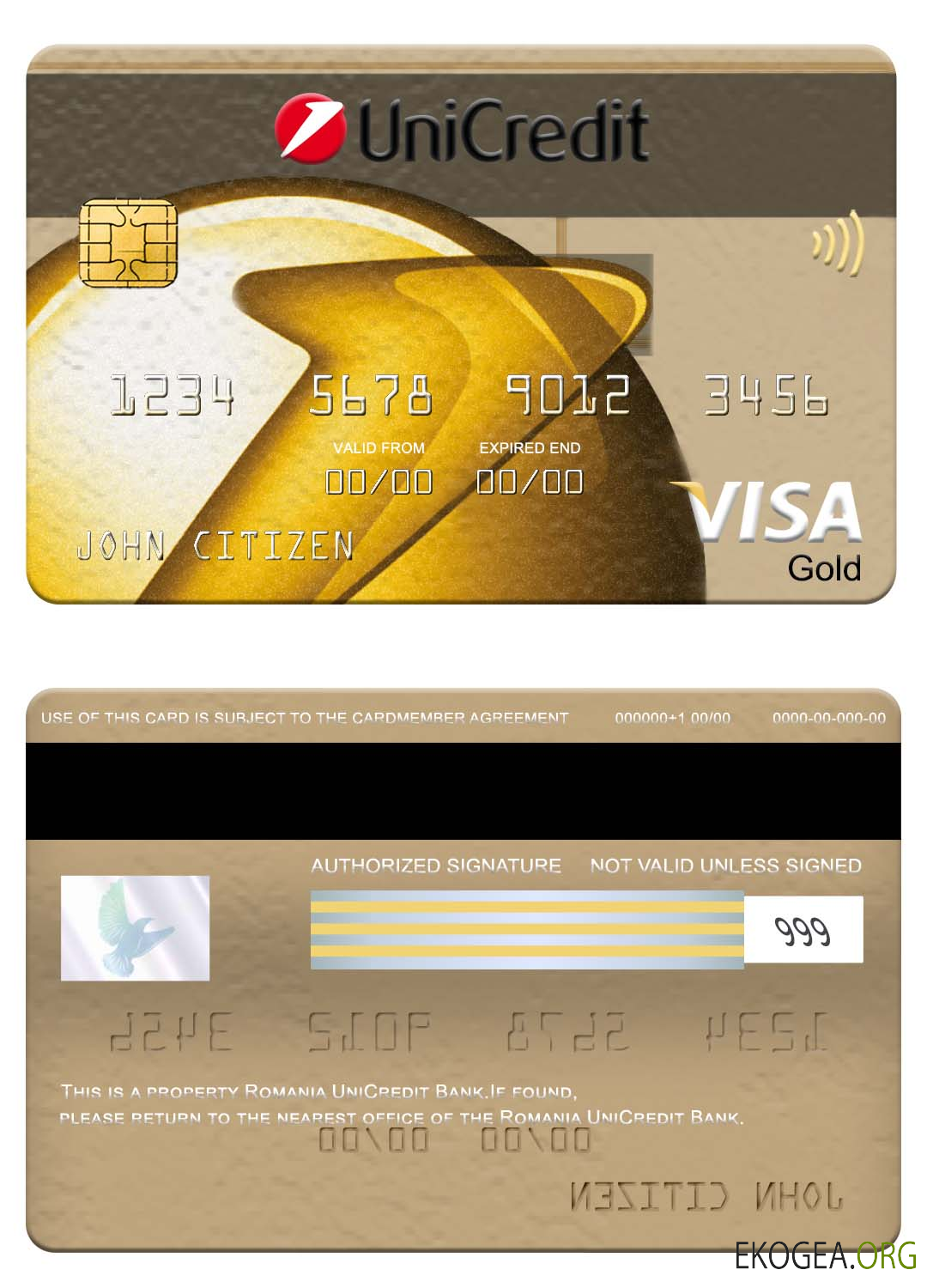 Carte Visa Gold de la Roumanie UniCredit Bank